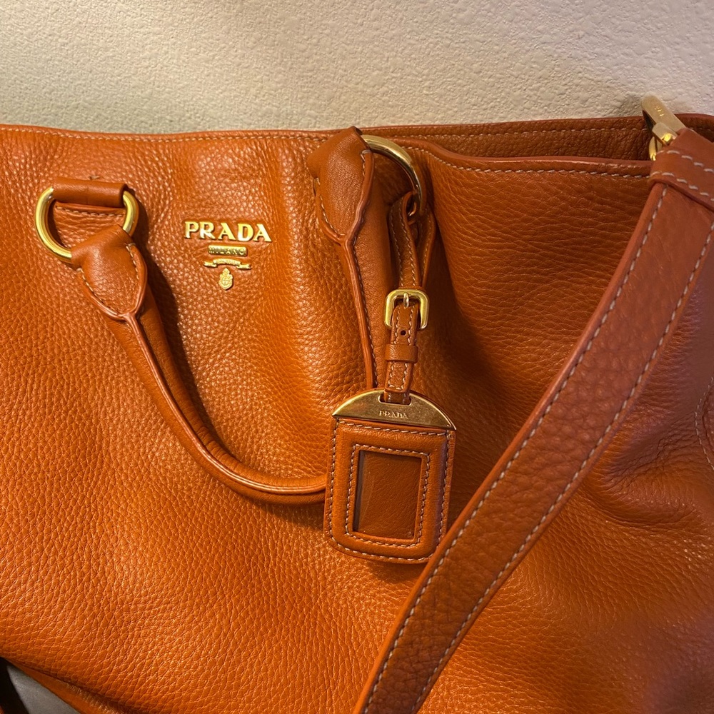 Prada Orange Leather Tote